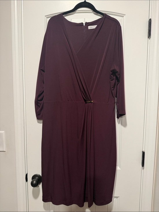 Calvin Klein Dresses & Skirts - Calvin Klein Plum Wrap-Style Midi Dress